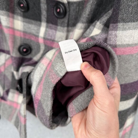 Cabi VTG Wool Blend Double Breasted Jacket Peacoat Size 8 Black Pink White - Picture 7 of 11